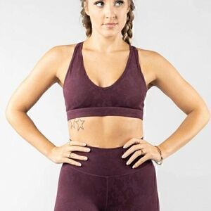 Buffbunny Collection Womens Wine Racerback Confidential Sports Bra Size XX Small